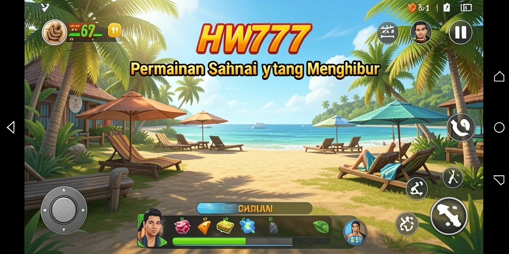 Tampilan gameplay HW777 yang penuh warna dan seru.