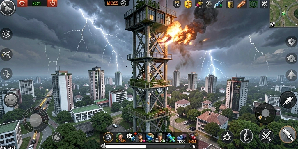 Screenshot gameplay ME355 menampilkan strategi Tower Defense yang seru.