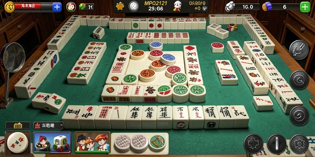 Tampilan gameplay seru dalam MPO2121 dengan ubin Mahjong.