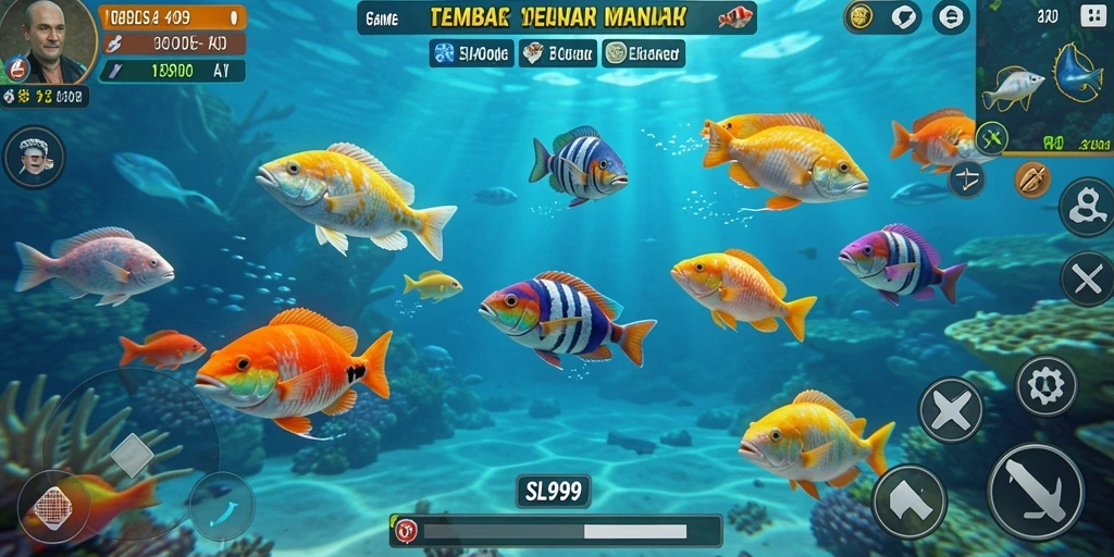 Tampilan seru dari gameplay Tembak Ikan SL999.