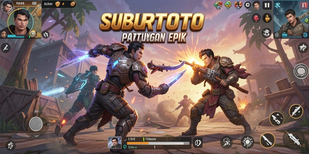 Screenshot SUBURTOTO menampilkan aksi ketegangan Battle Royale yang intens.